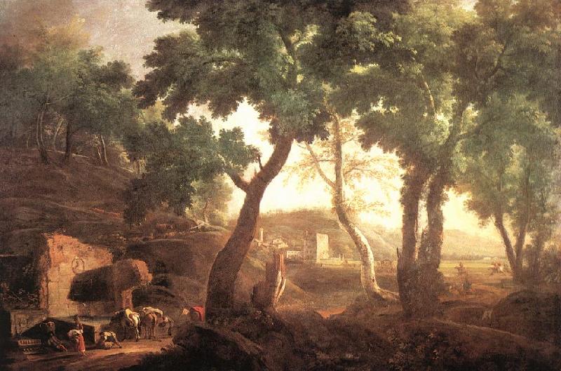 RICCI, Marco Landscape with Watering Horses